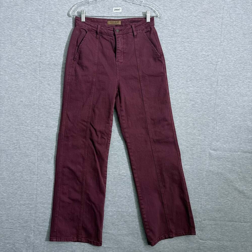 Judy Blue Women's Size7/28 Burgundy Wine High Rise Wide Straight Leg Jeans